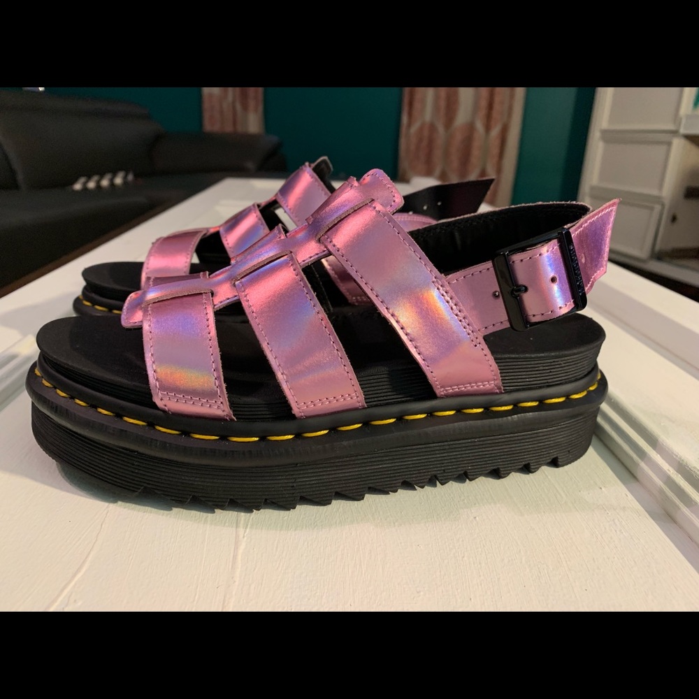 Dr Marten Air Wair pink holo sandals